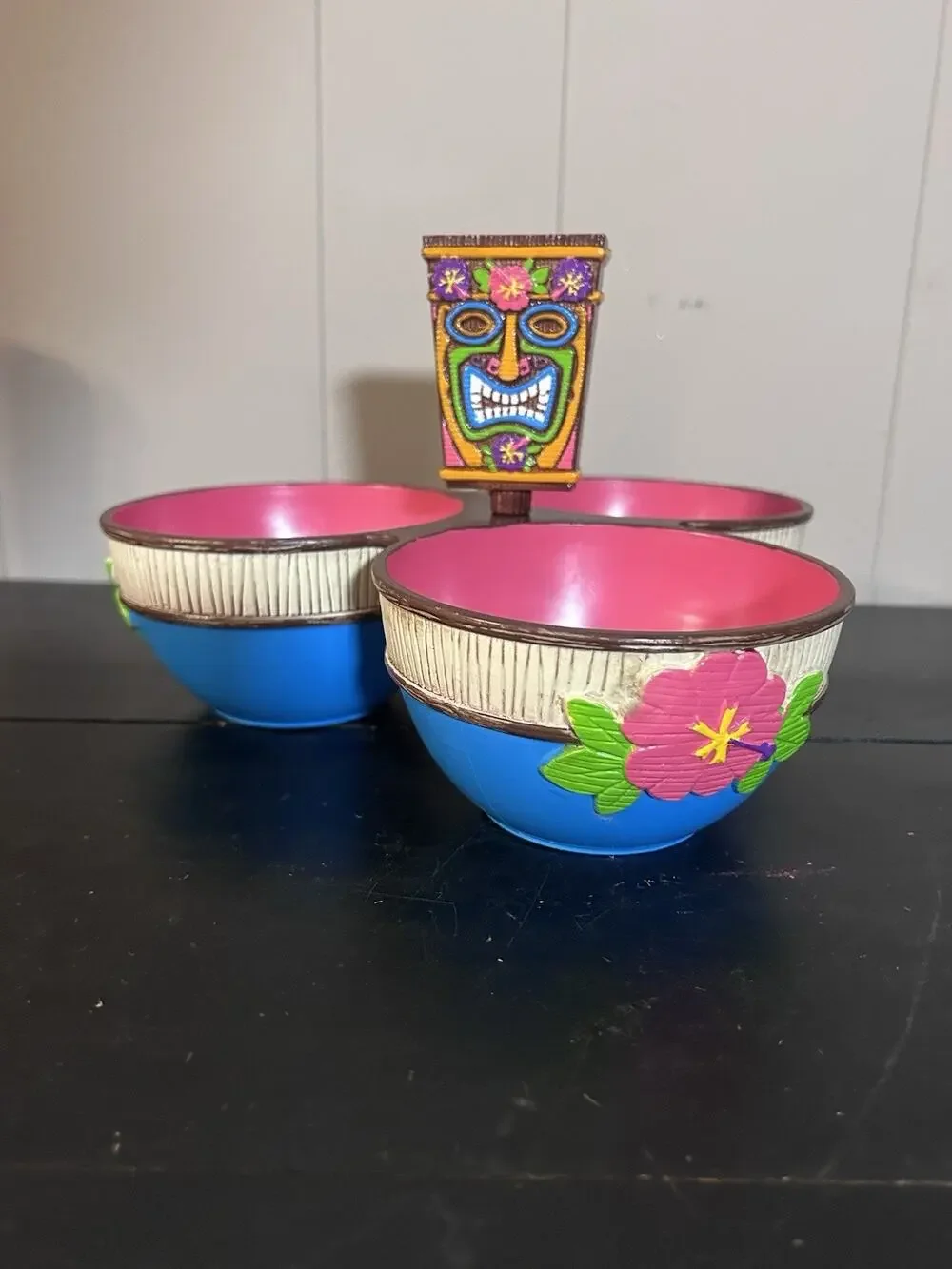 Amscan Tiki Tropical Serving Bowl Set 3 Plastic Bowls Centerpiece Party Luau
